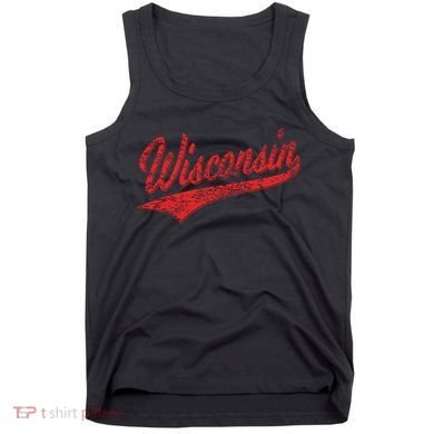 Wisconsin Varsity Script Classic Sports Jersey State Flag Tank Top