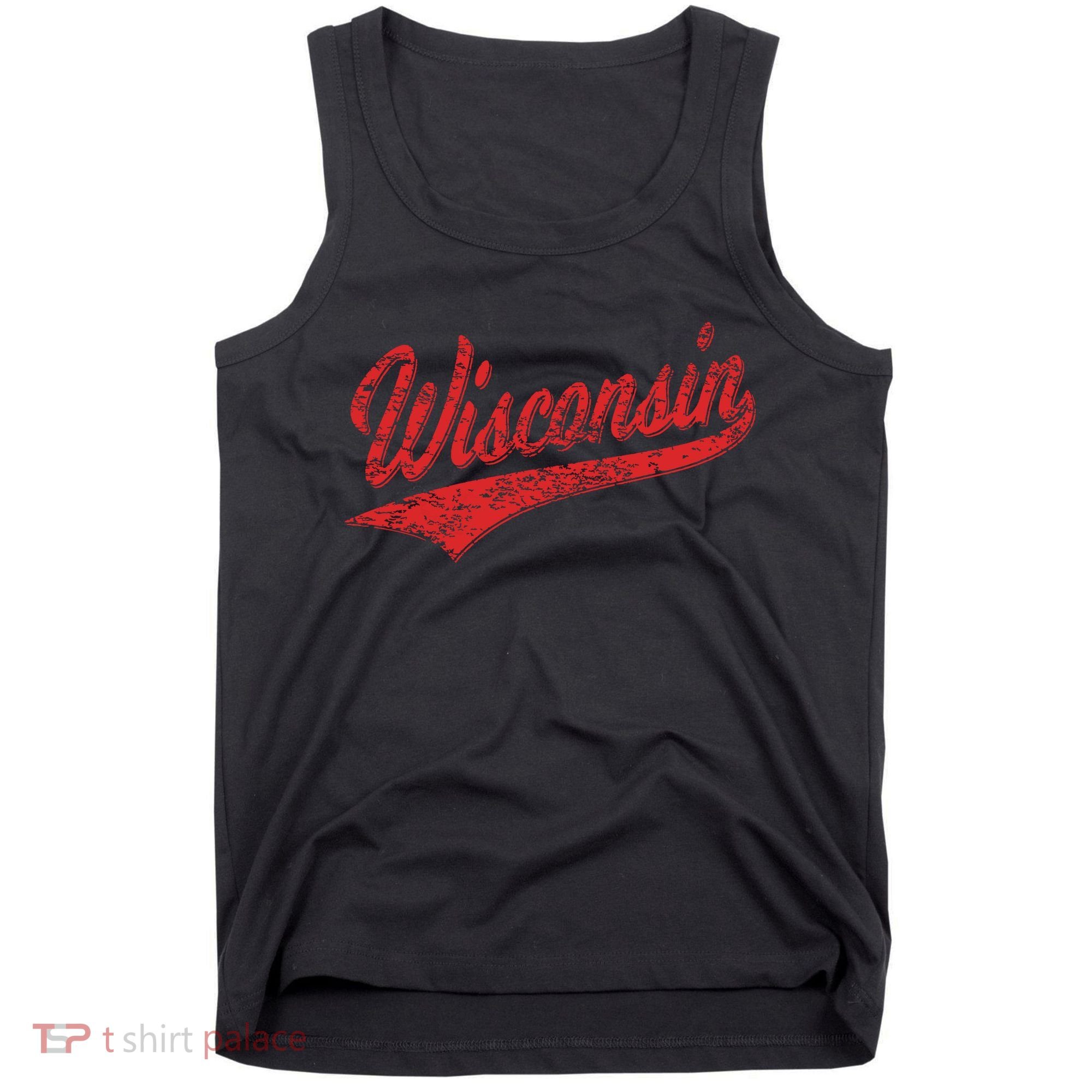 Wisconsin Varsity Script Classic Sports Jersey State Flag Tank Top
