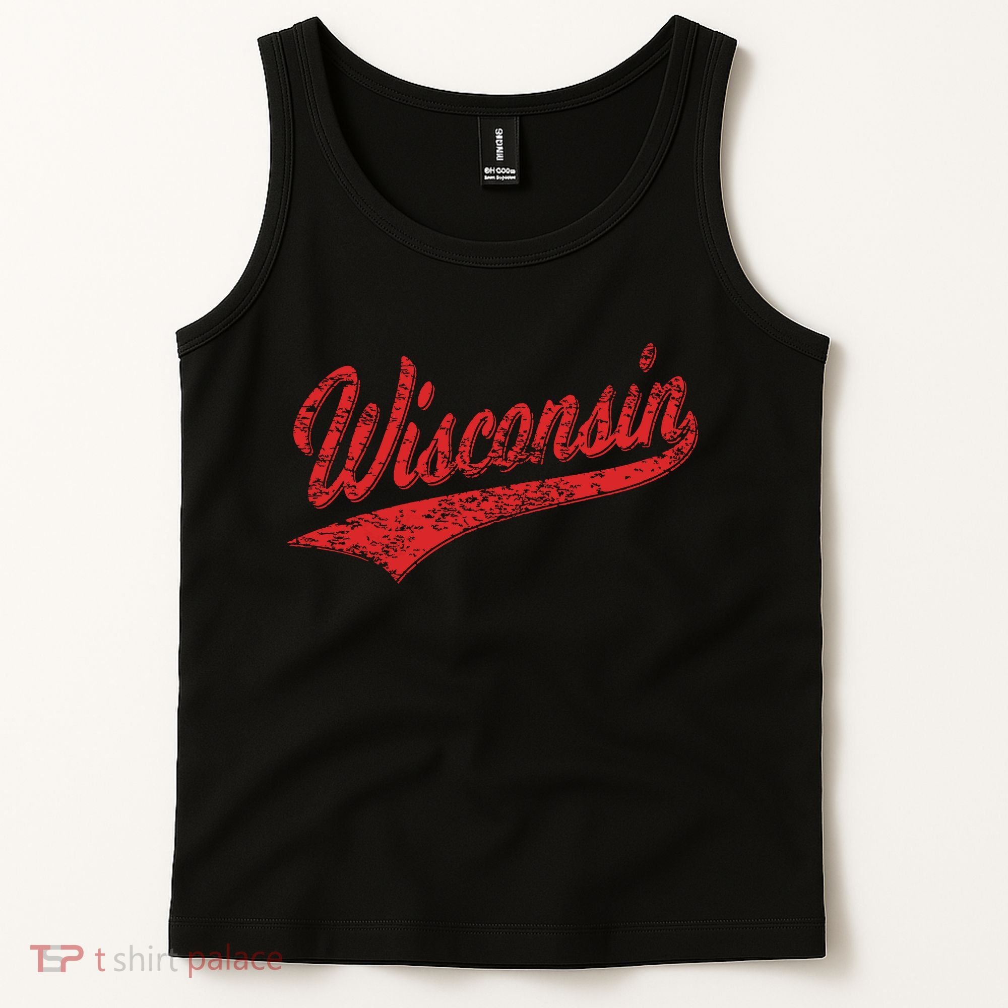 Wisconsin Varsity Script Classic Sports Jersey State Flag Tank Top