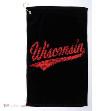 Wisconsin Varsity Script Classic Sports Jersey State Flag Golf Towel