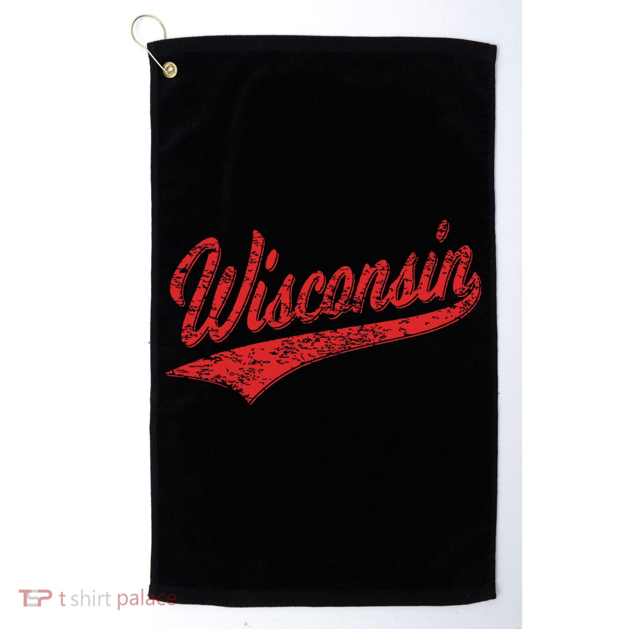 Wisconsin Varsity Script Classic Sports Jersey State Flag Golf Towel