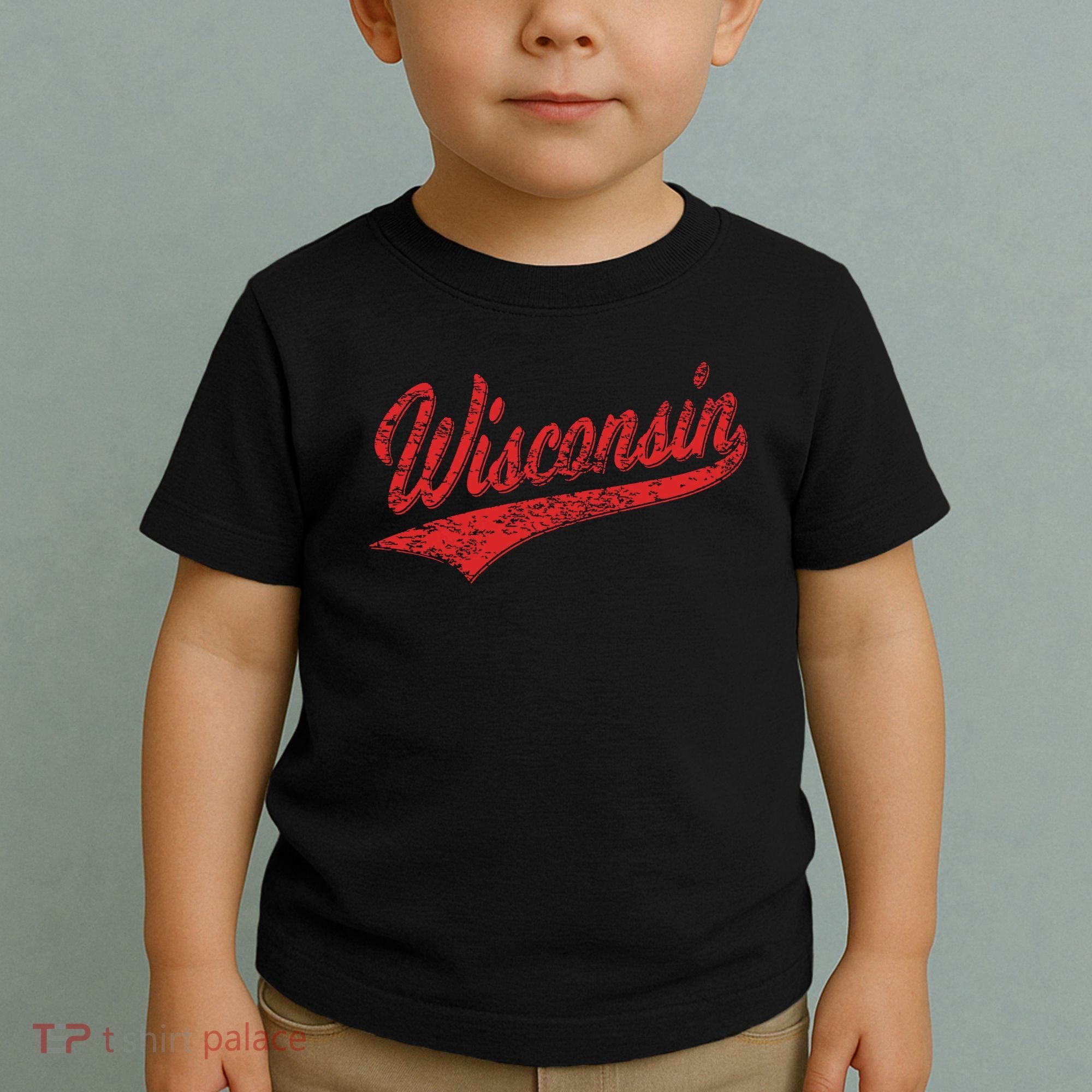 Wisconsin Varsity Script Classic Sports Jersey State Flag Toddler T-Shirt