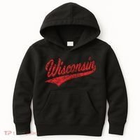 Wisconsin Varsity Script Classic Sports Jersey State Flag Kids Hoodie thumb 0