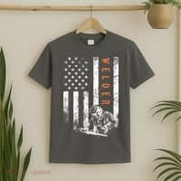 Welder Vintage USA American Flag Welding T-Shirt thumb 2