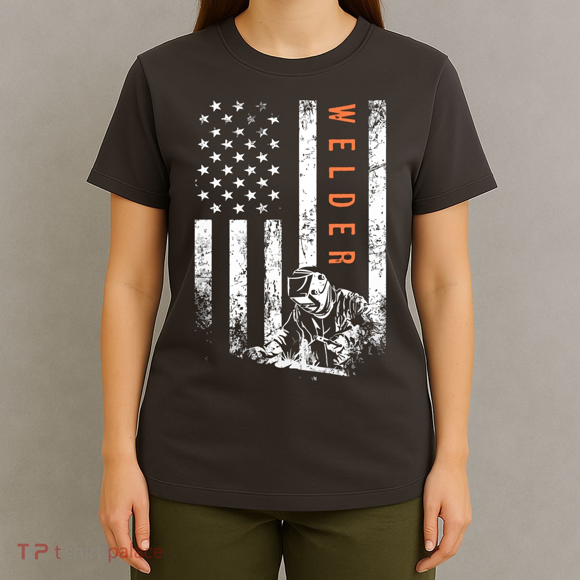 Welder Vintage USA American Flag Welding T-Shirt