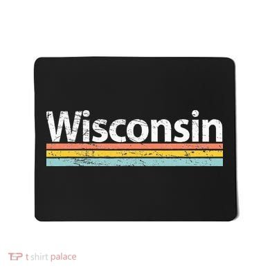 Wisconsin Vintage Worn Design Retro Stripes Mousepad