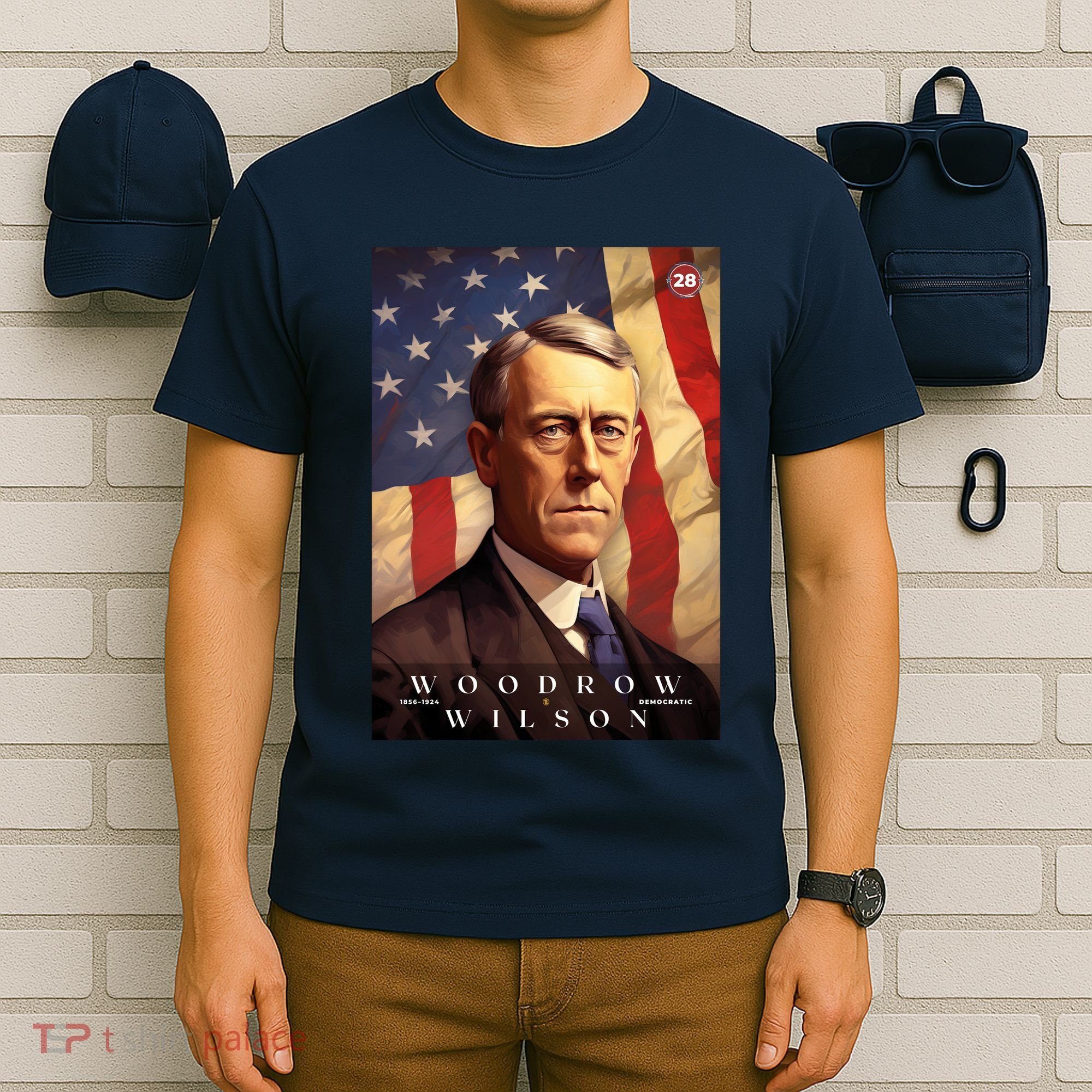 Woodrow Wilson 28th President Of The United States Portrait T-Shirt