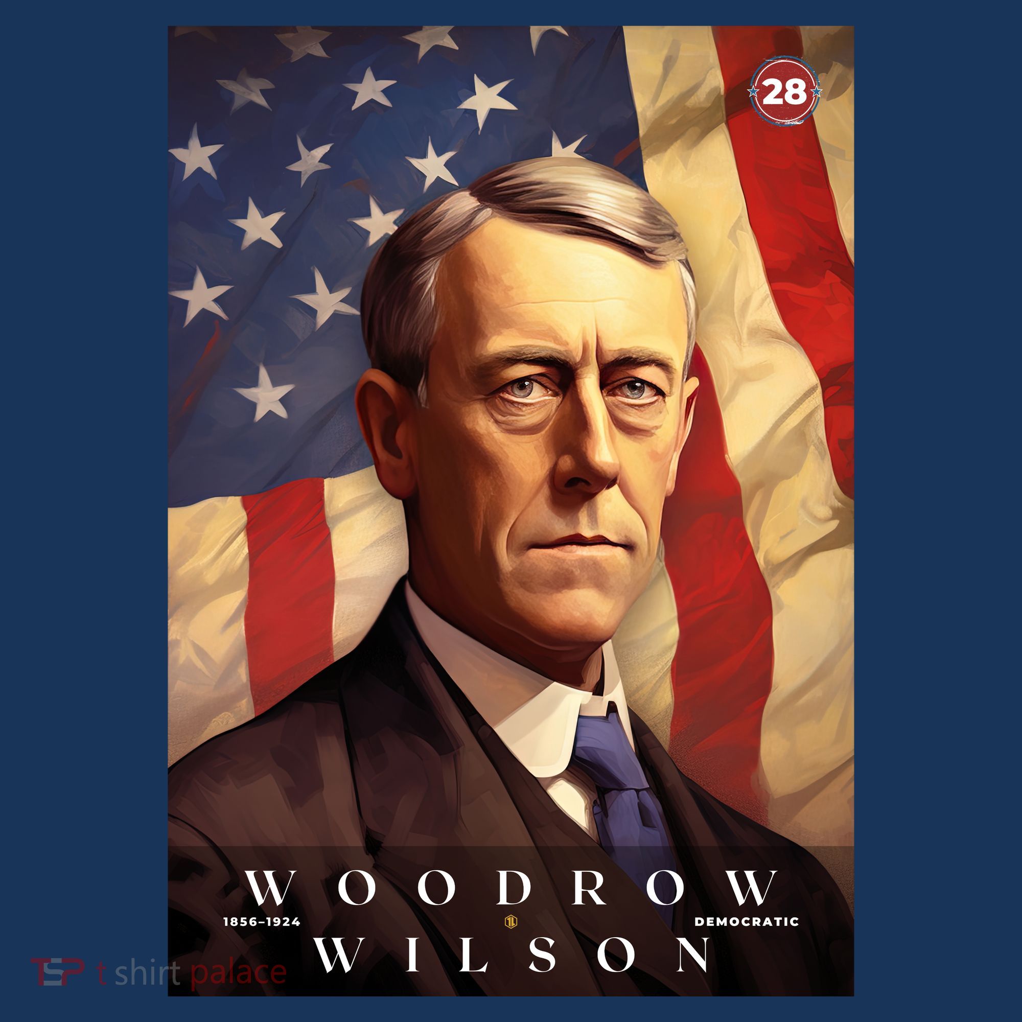 Woodrow Wilson 28th President Of The United States Portrait T-Shirt