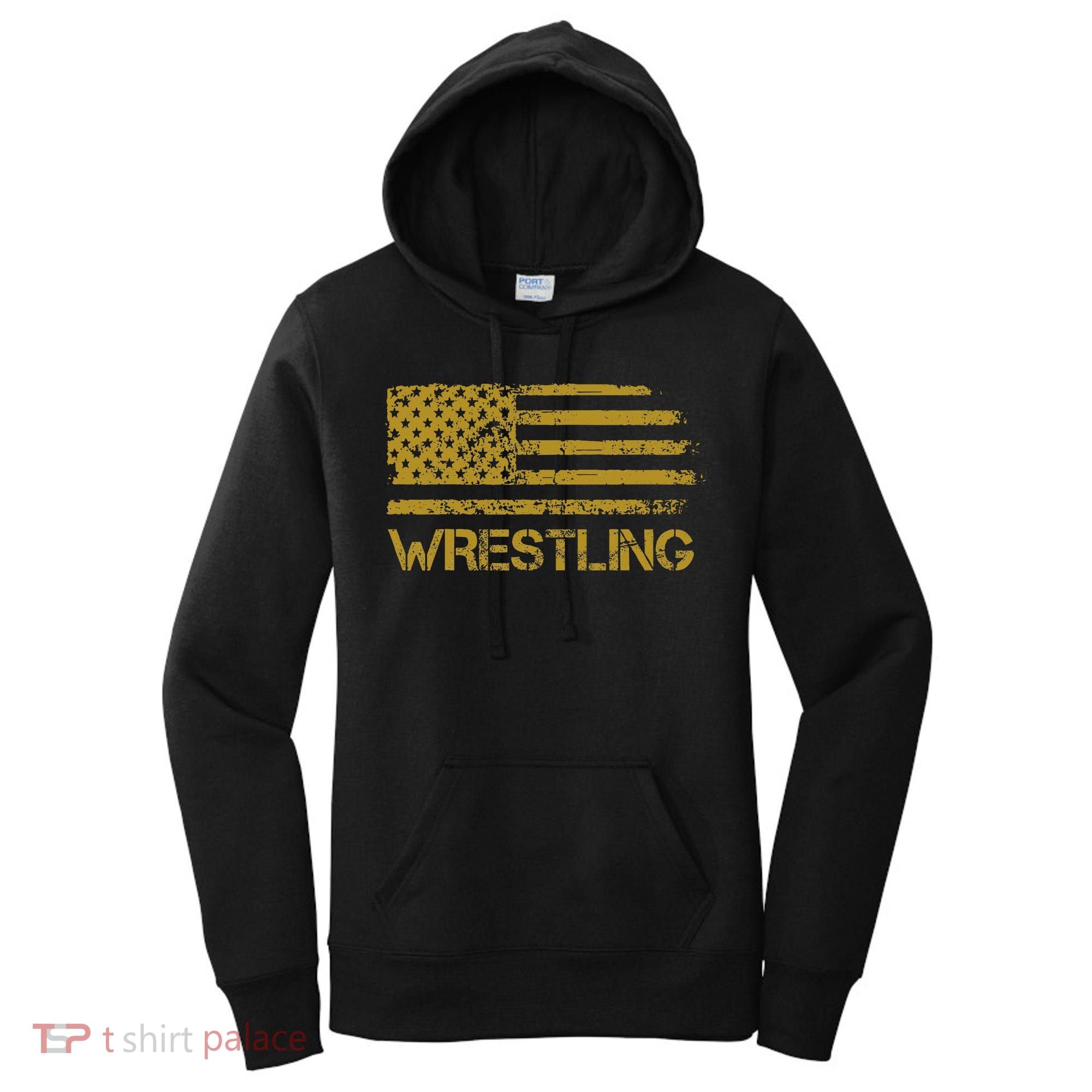 Wrestling Wrestler American Usa Flag Patriotic Women's Hoodie