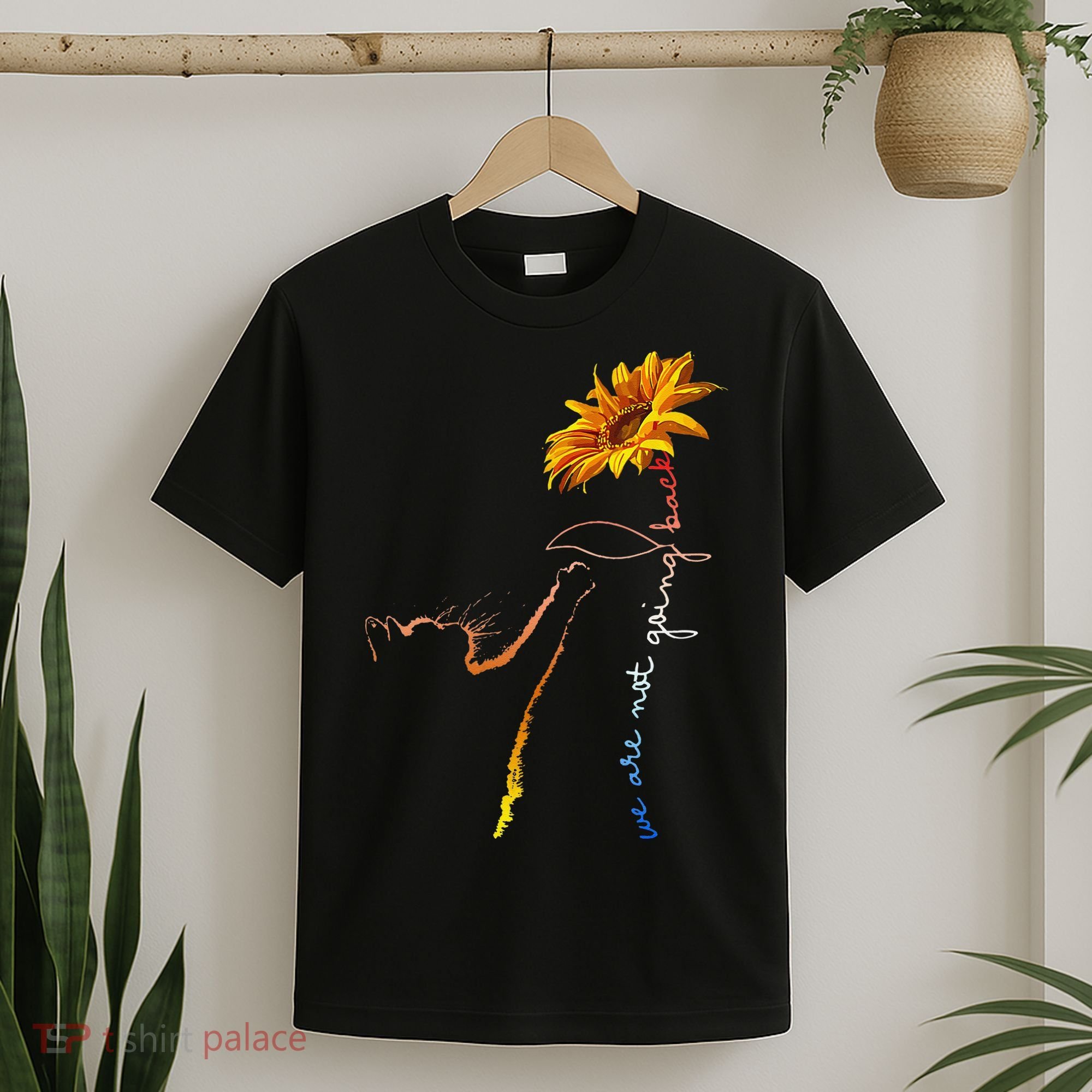 Women We Are Not Going Back Cute Cat Sunflower Kamalaharris Gift T-Shirt