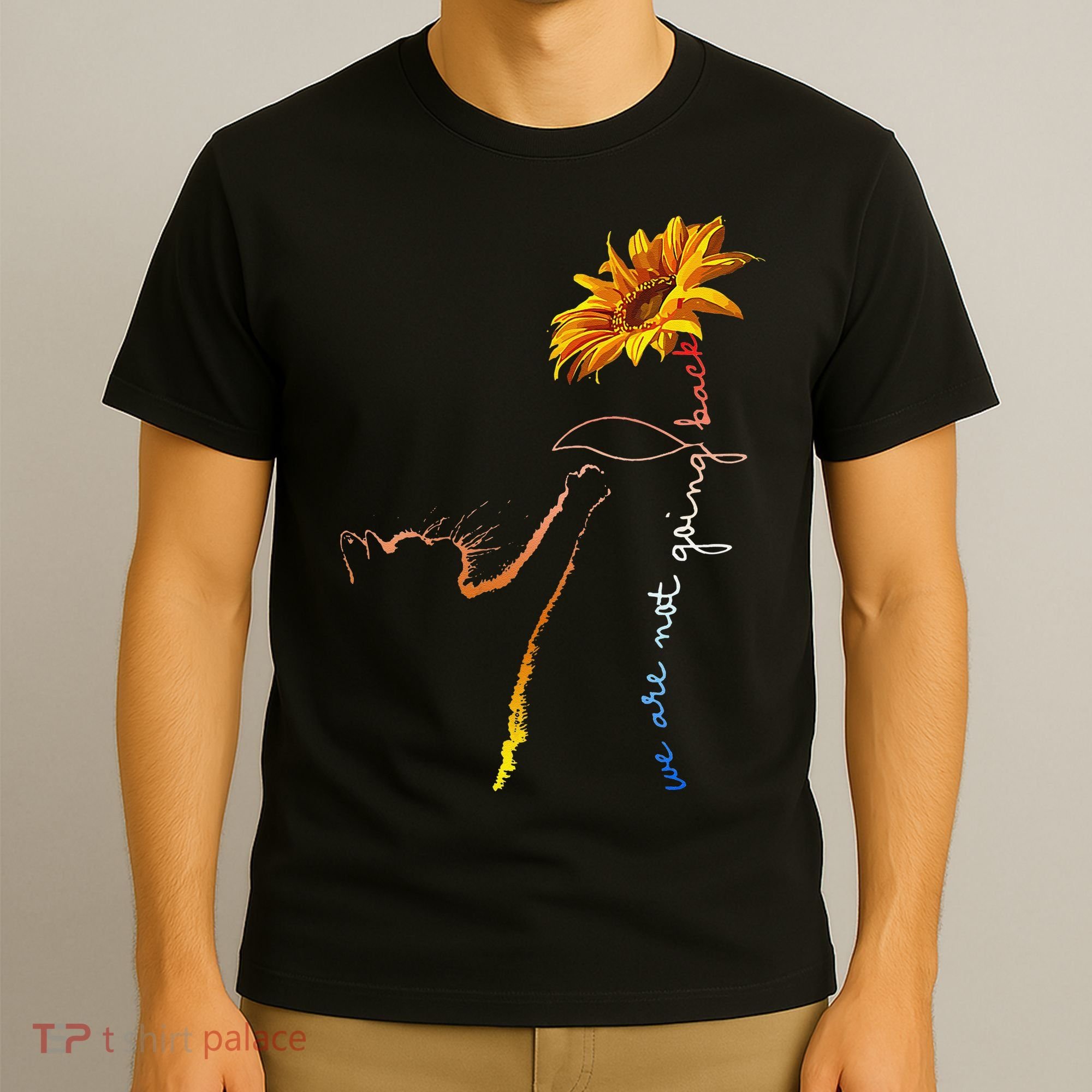 Women We Are Not Going Back Cute Cat Sunflower Kamalaharris Gift T-Shirt