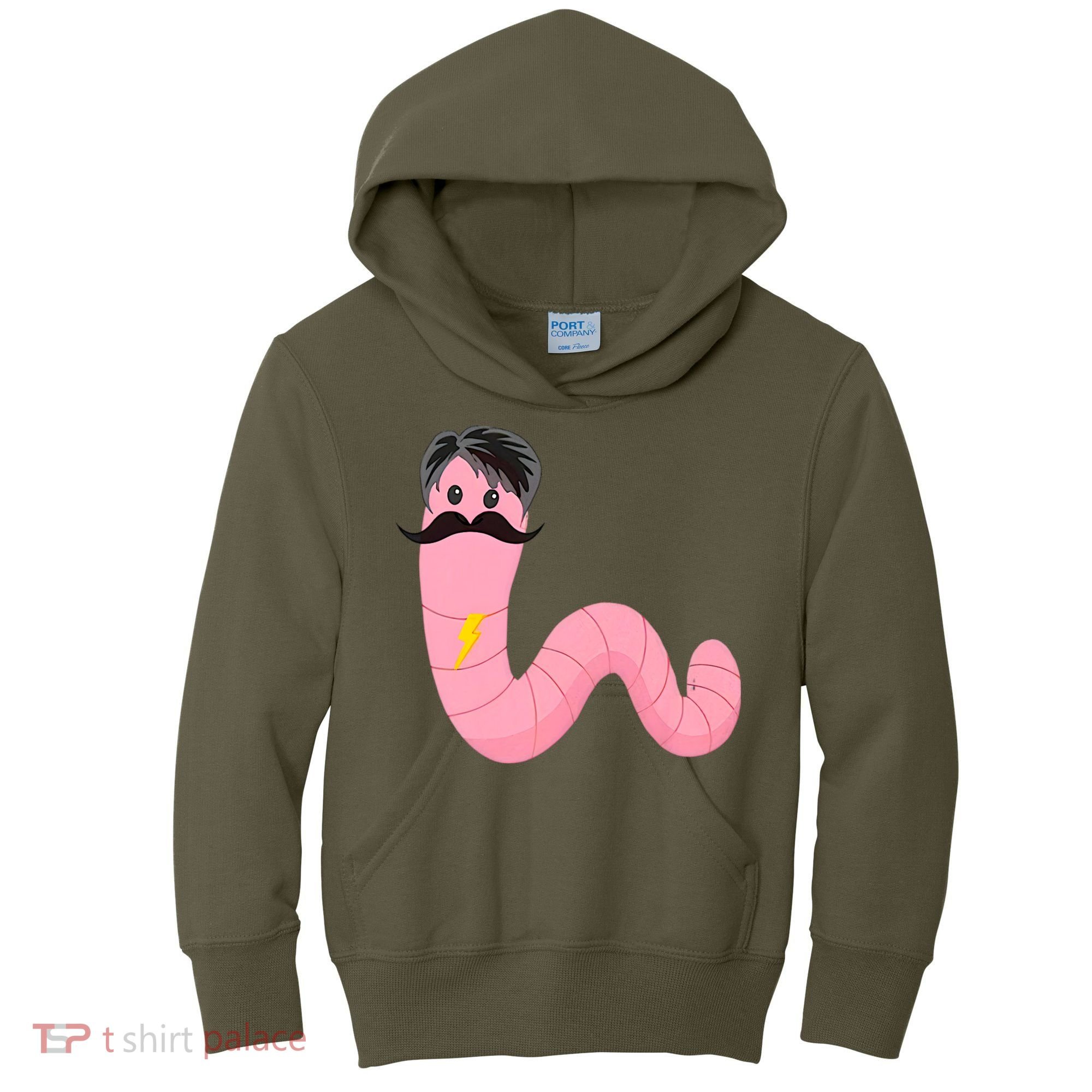 Worm With A Mustache James Tom Ariana Reality Kids Hoodie
