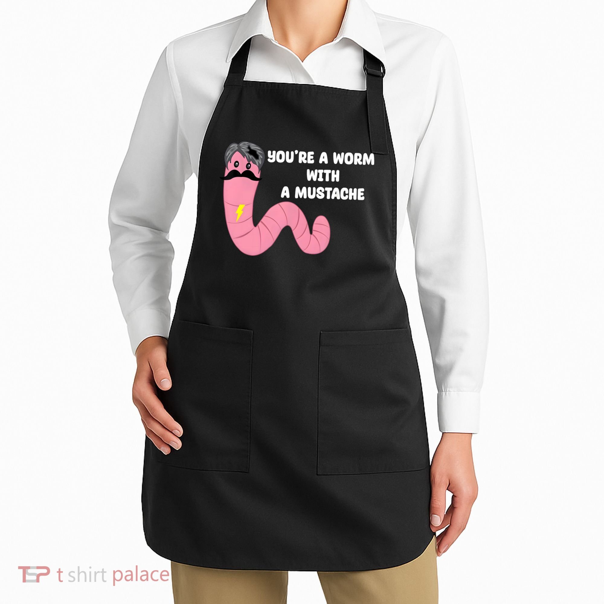 Worm With A Mustache James Tom Ariana Reality Apron