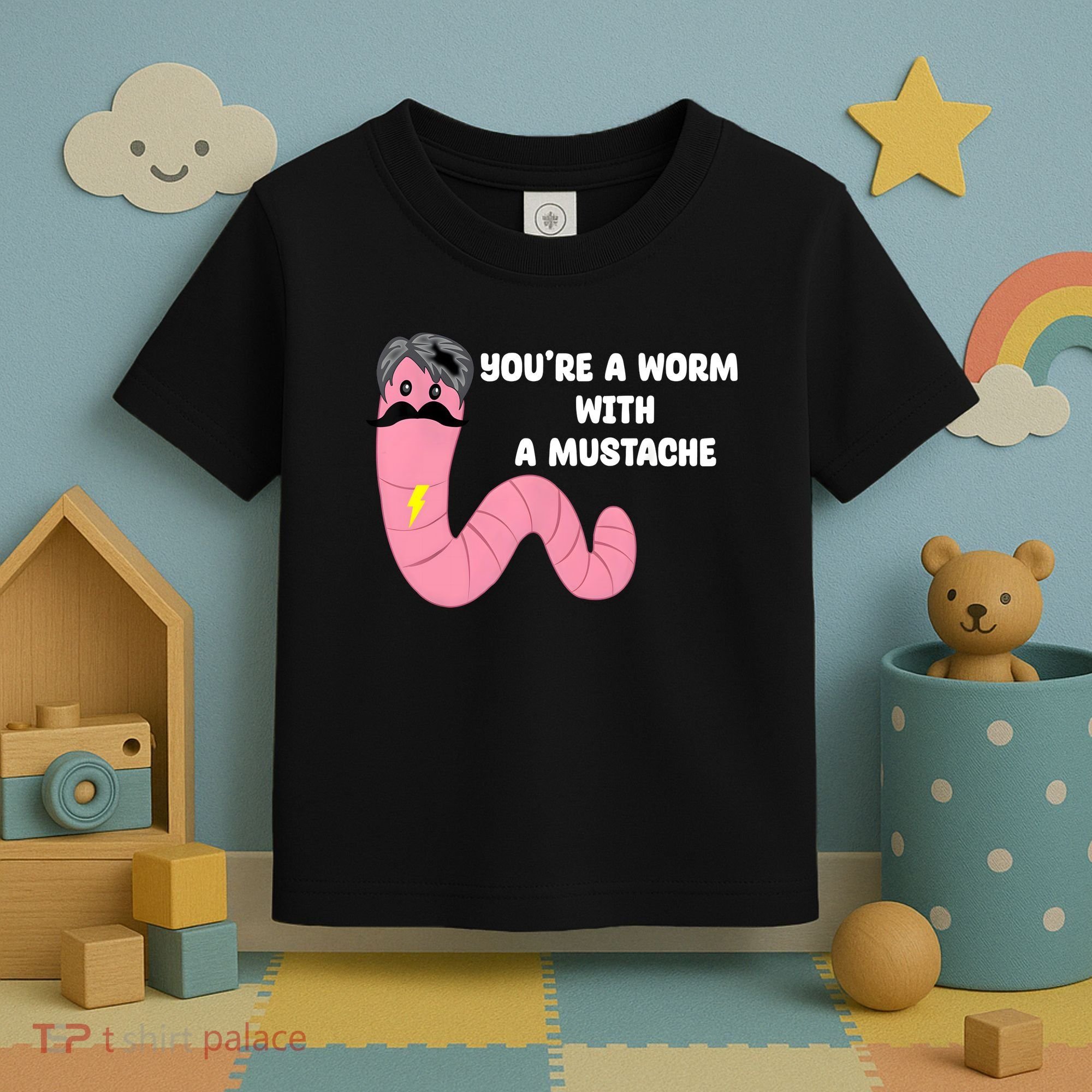 Worm With A Mustache James Tom Ariana Reality Toddler T-Shirt