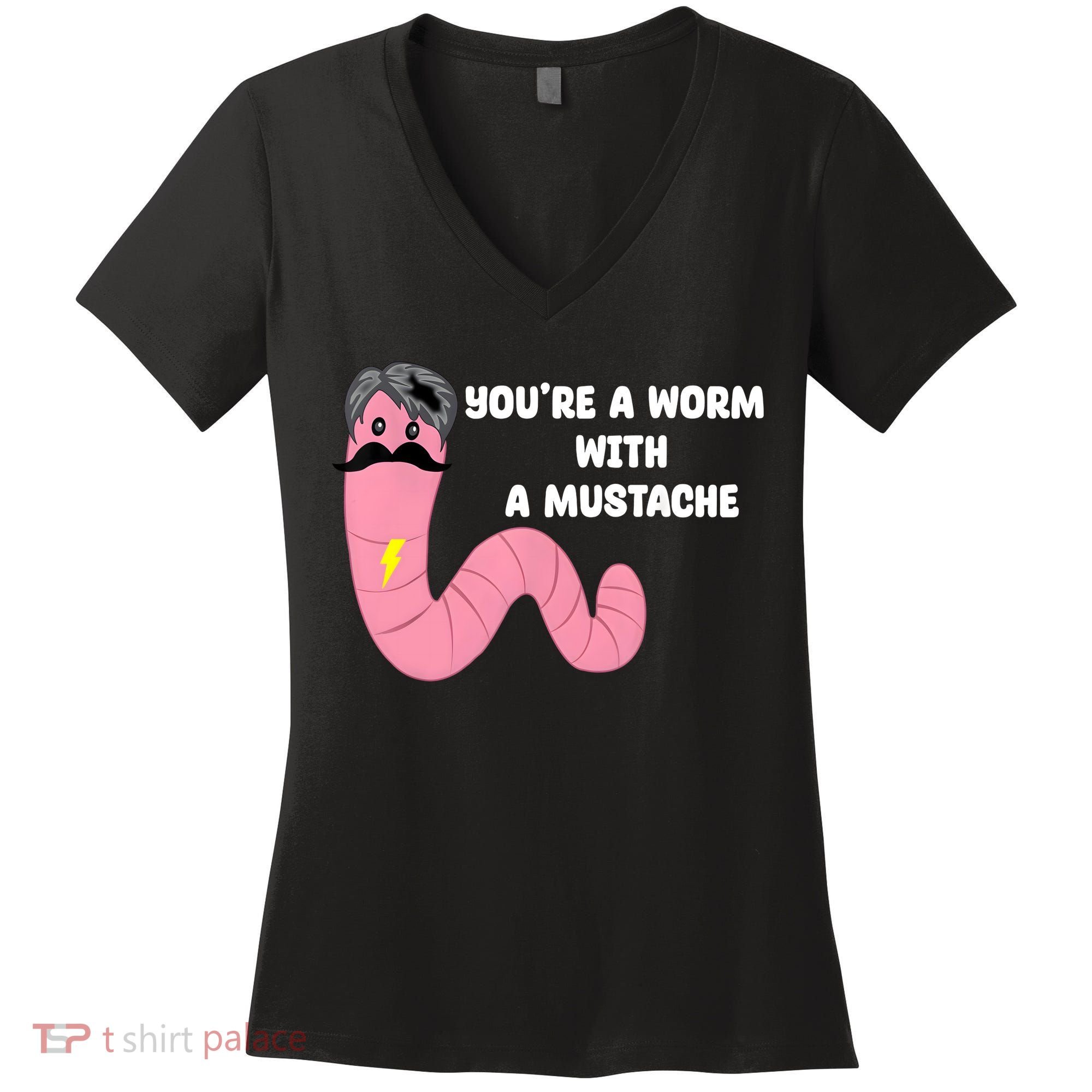 Worm With A Mustache James Tom Ariana Reality Women's V-Neck T-Shirt