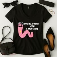 Worm With A Mustache James Tom Ariana Reality Women's V-Neck T-Shirt thumb 2
