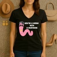 Worm With A Mustache James Tom Ariana Reality Women's V-Neck T-Shirt thumb 3