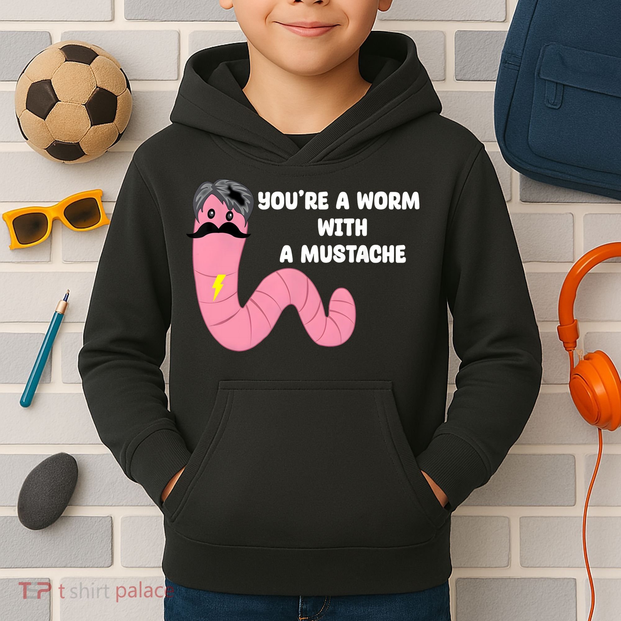 Worm With A Mustache James Tom Ariana Reality Kids Hoodie