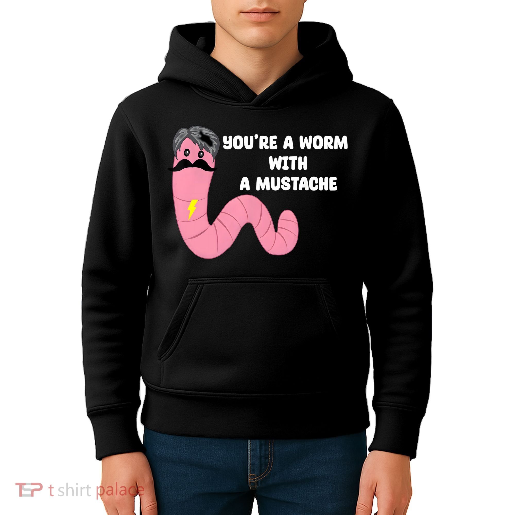 Worm With A Mustache James Tom Ariana Reality Kids Hoodie