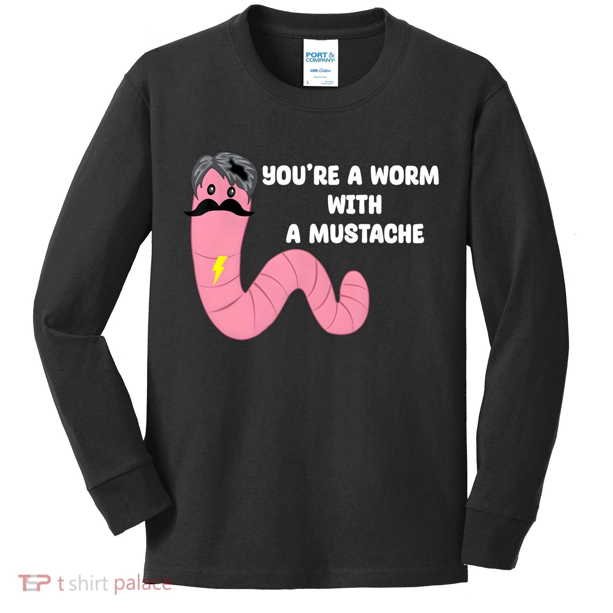 Worm With A Mustache James Tom Ariana Reality Kids Long Sleeve Shirt
