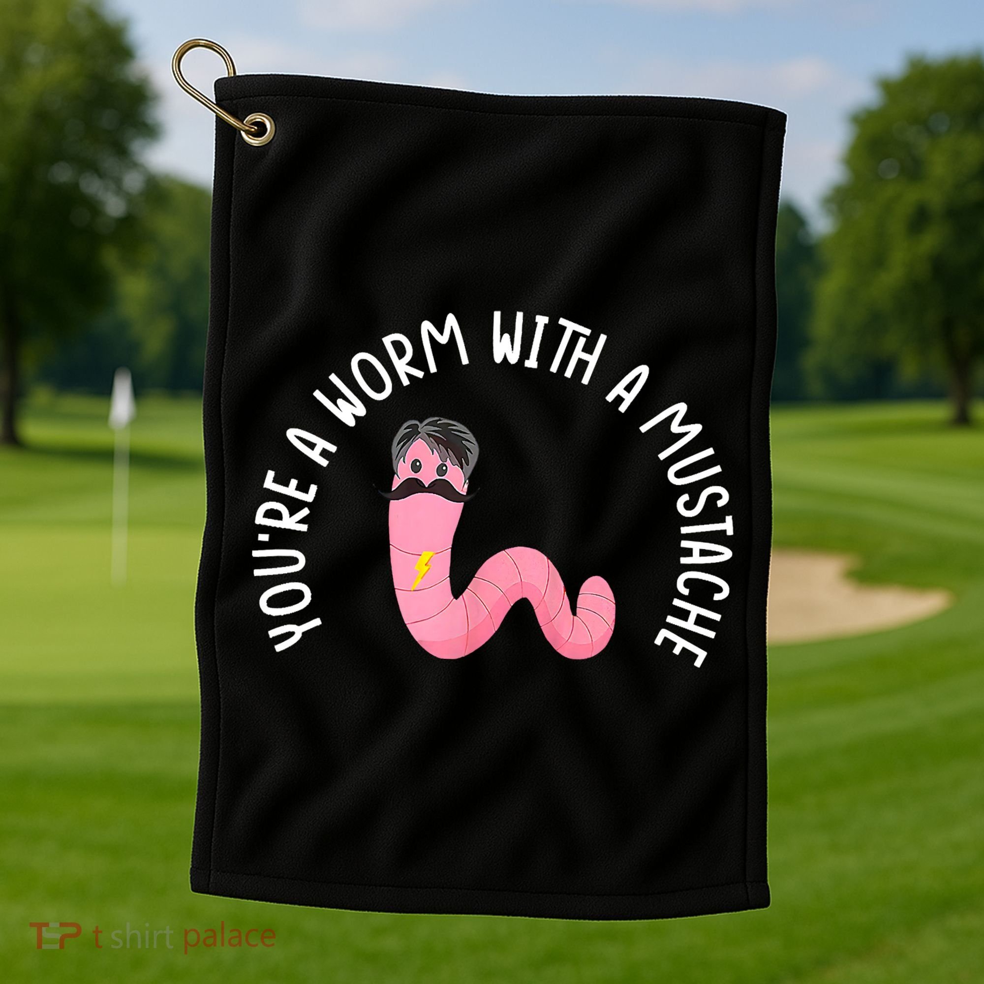 Worm With A Mustache James Tom Ariana Reality Funny Matching Golf Towel