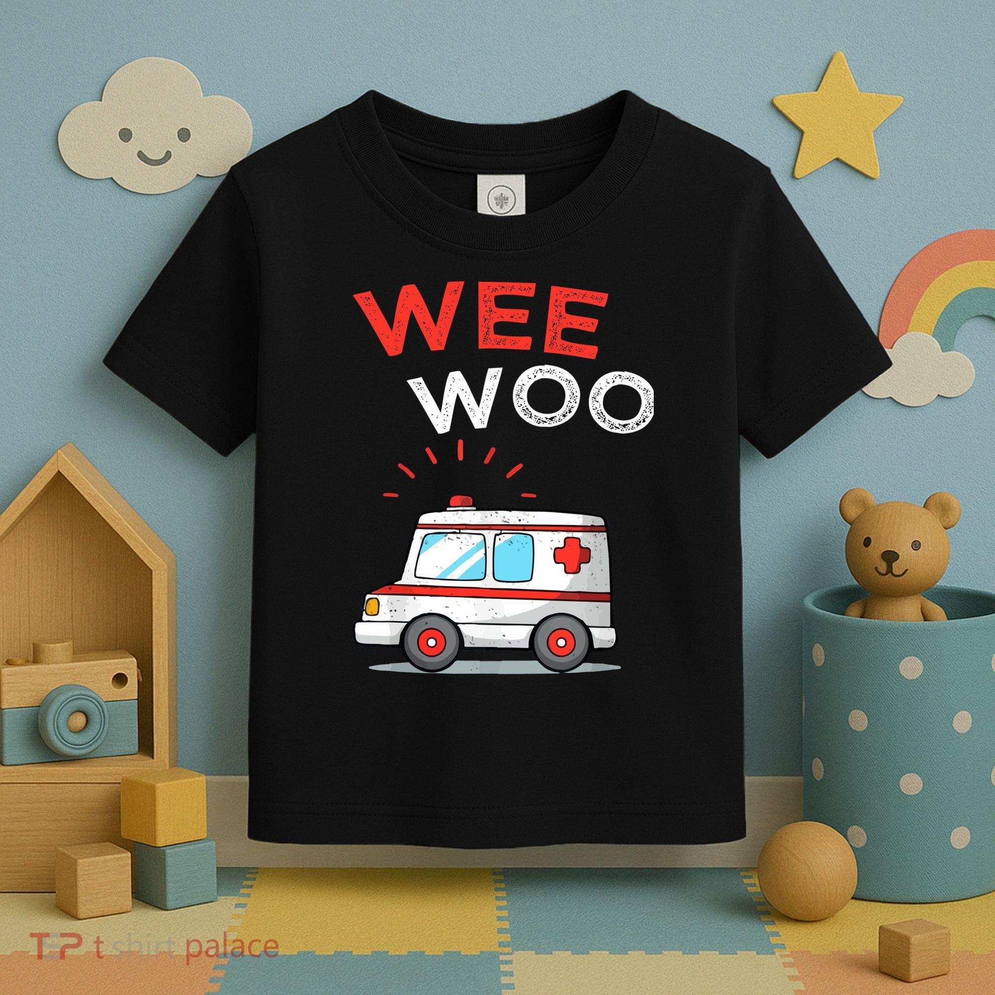 Wee Woo Ambulance Amr Funny Ems Emt Paramedic Toddler T-Shirt