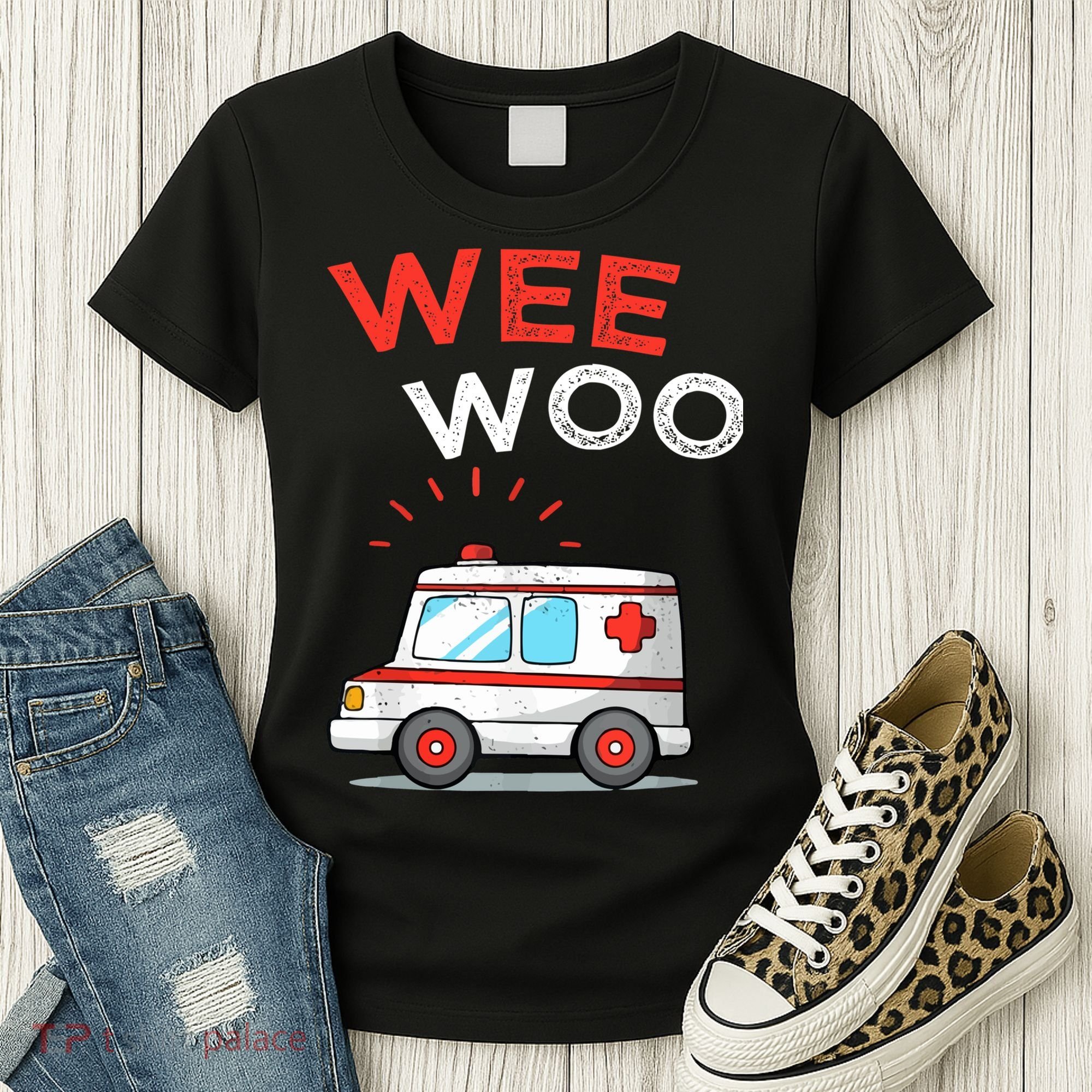 Wee Woo Ambulance Amr Funny Ems Emt Paramedic Women's T-Shirt