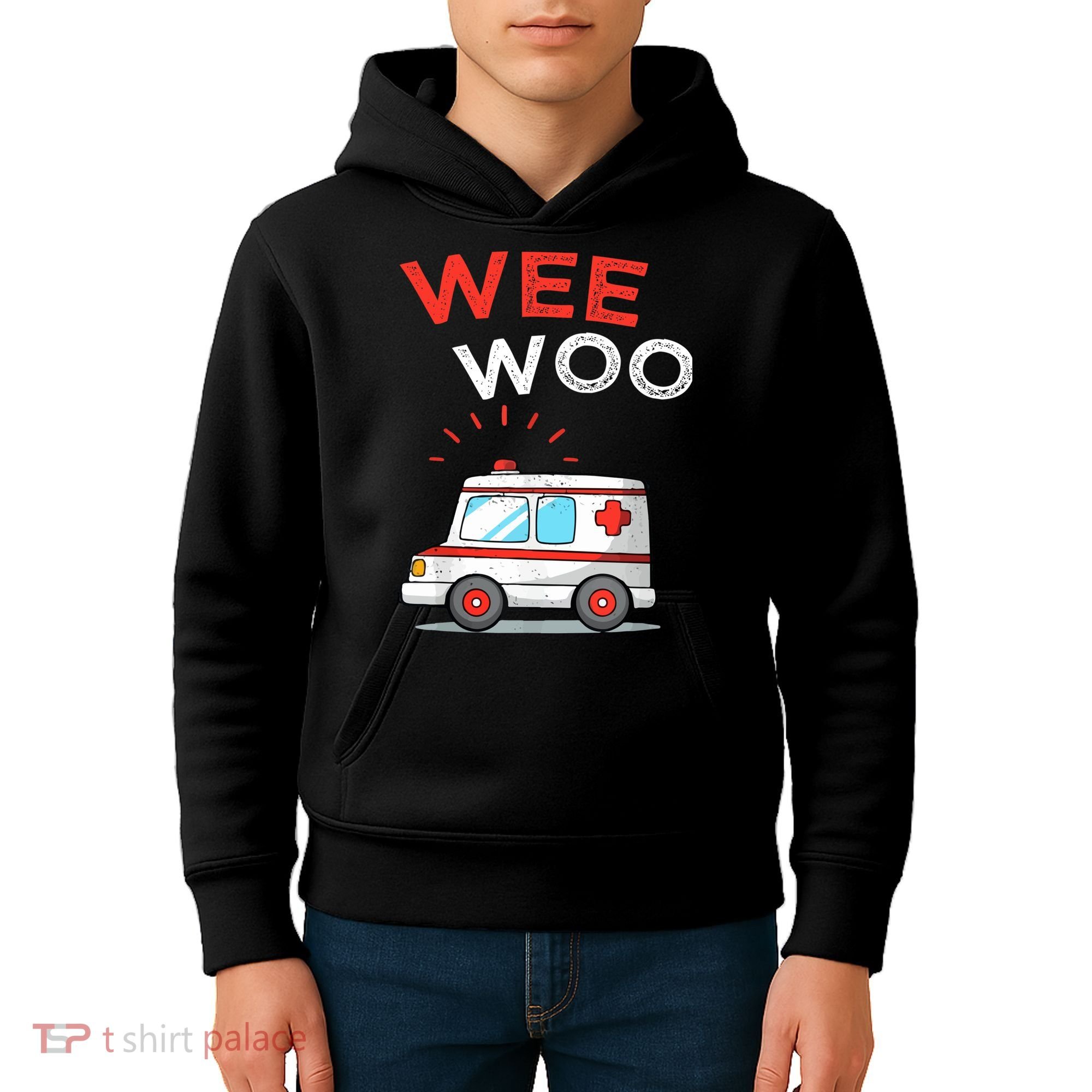 Wee Woo Ambulance Amr Funny Ems Emt Paramedic Kids Hoodie