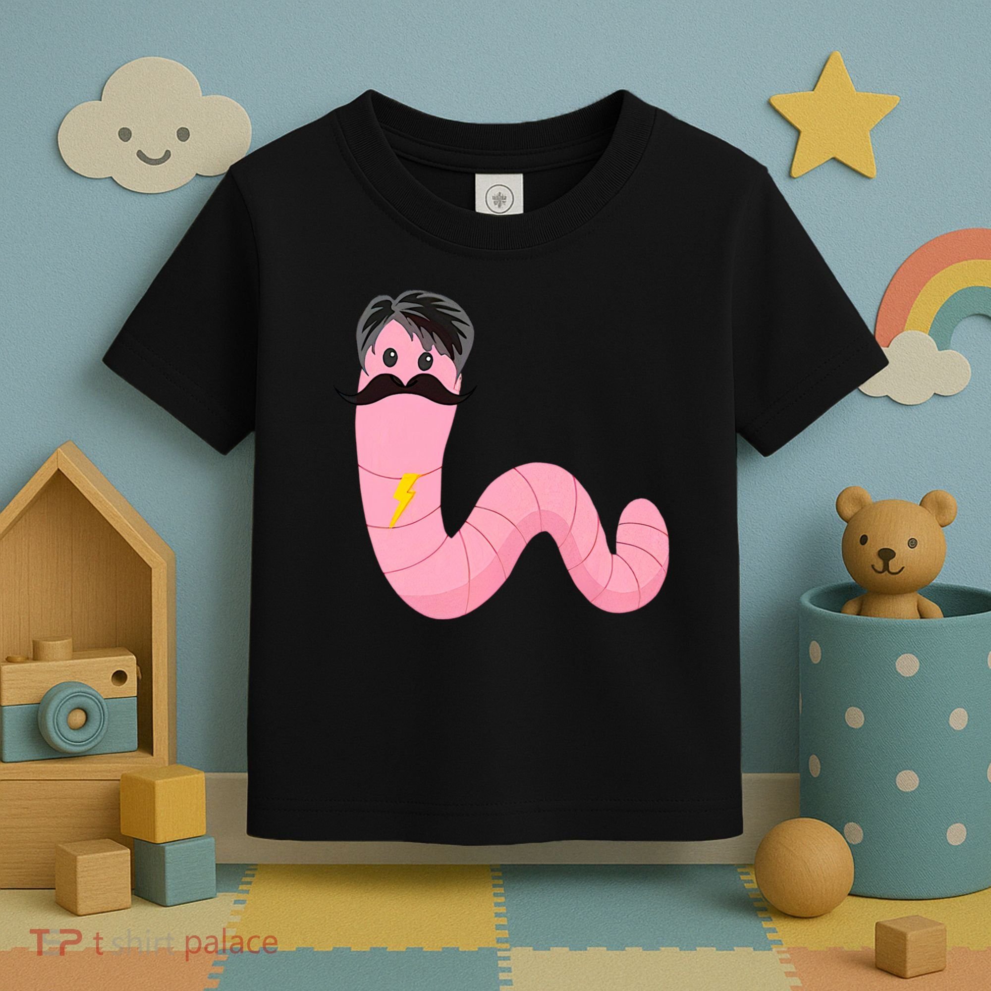 Worm With A Mustache James Tom Ariana Reality Toddler T-Shirt