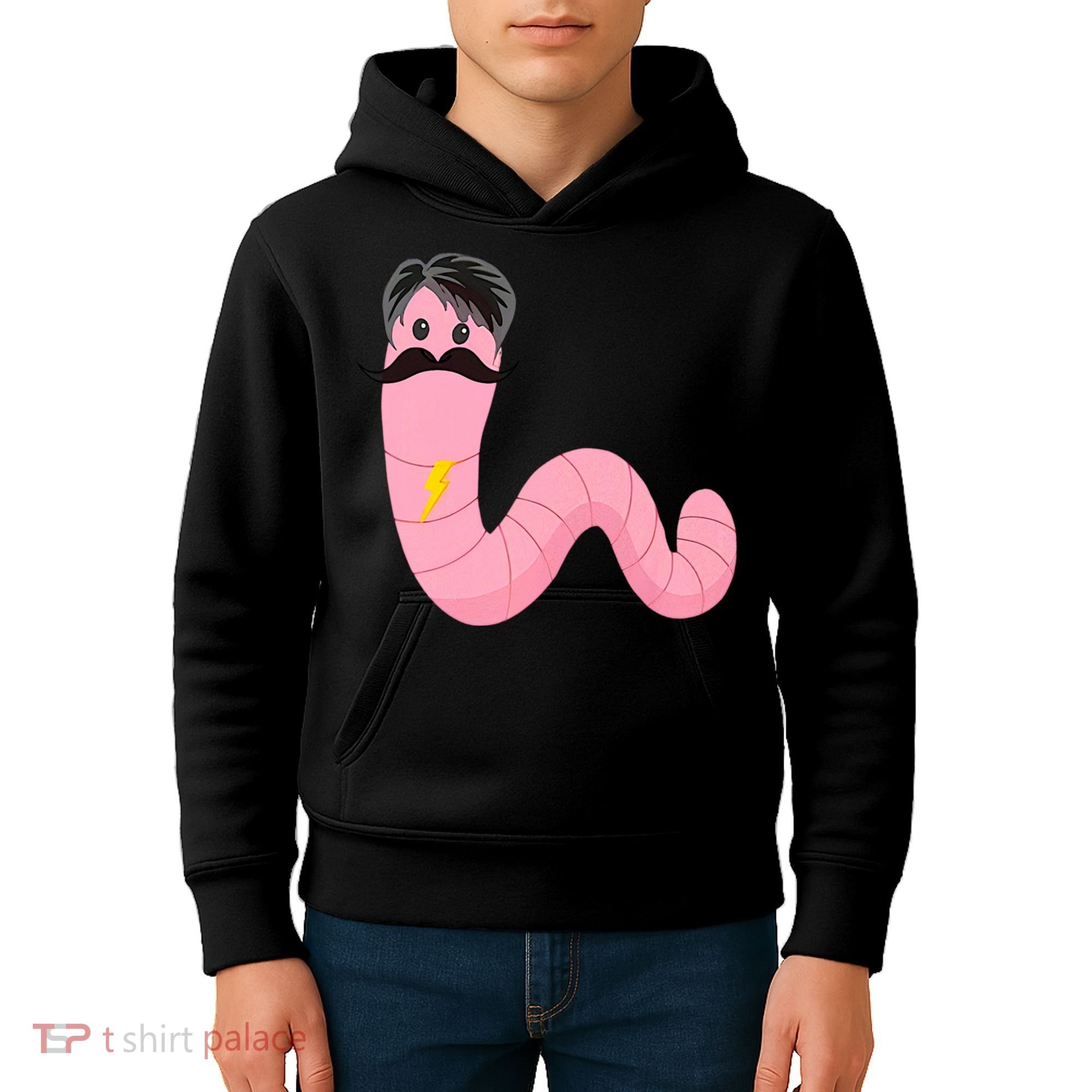Worm With A Mustache James Tom Ariana Reality Kids Hoodie