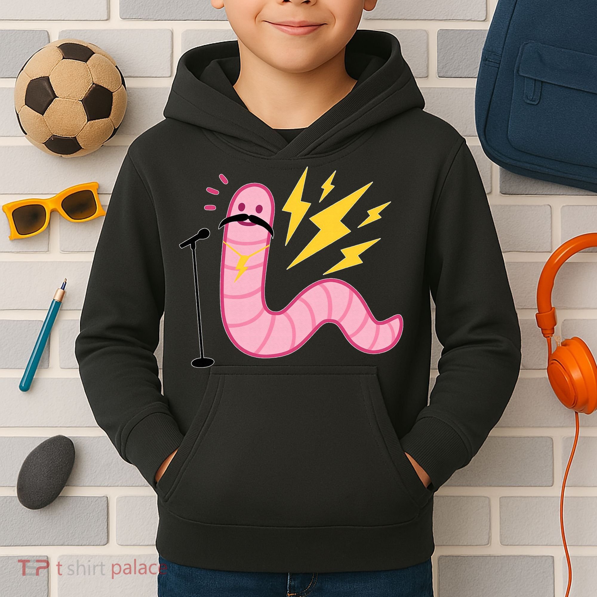 Worm With A Mustache Tom Ariana Reality Kids Hoodie