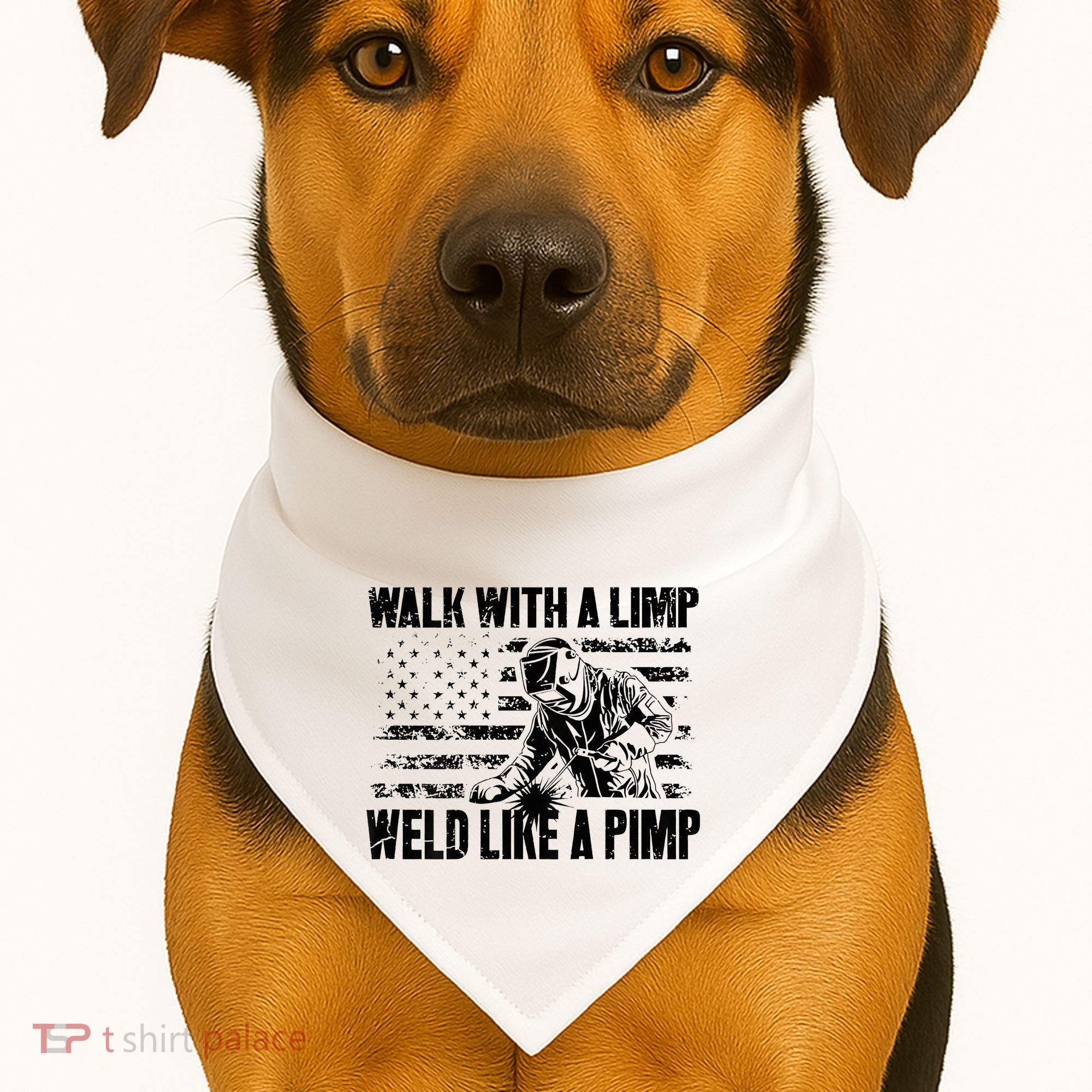 Walk With A Limp Weld Like A Pimp USA-Made Doggie Bandana