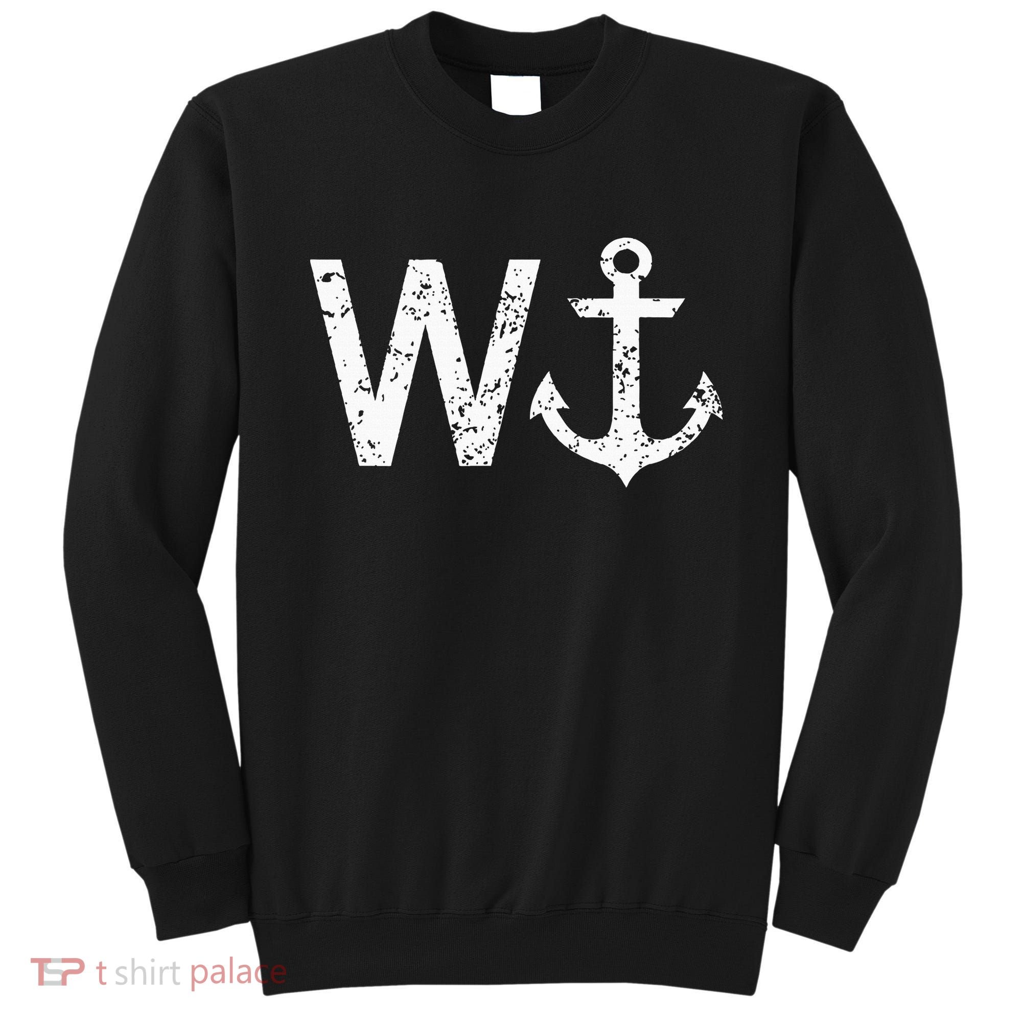 Wanker W Anchor Funny Nautical Insult Wordplay Cruise Sail Sweatshirt