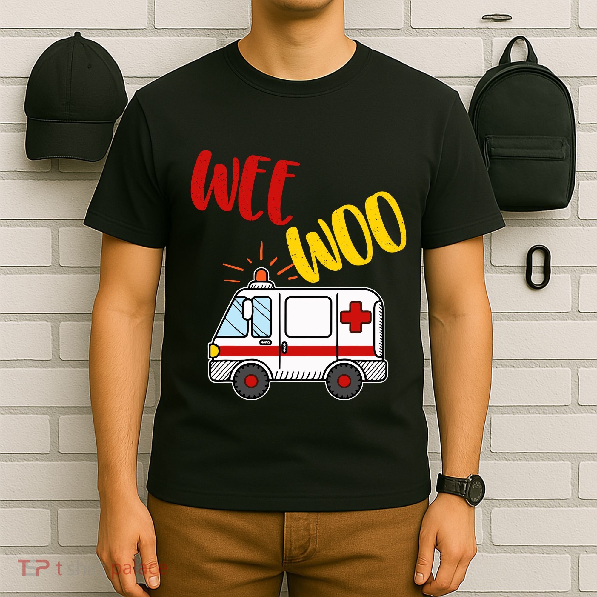 Wee Woo Ambulance Amr Funny Ems Emt Paramedic Gift T-Shirt
