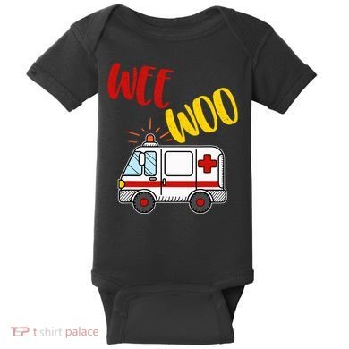 Wee Woo Ambulance Amr Funny Ems Emt Paramedic Gift Baby Bodysuit