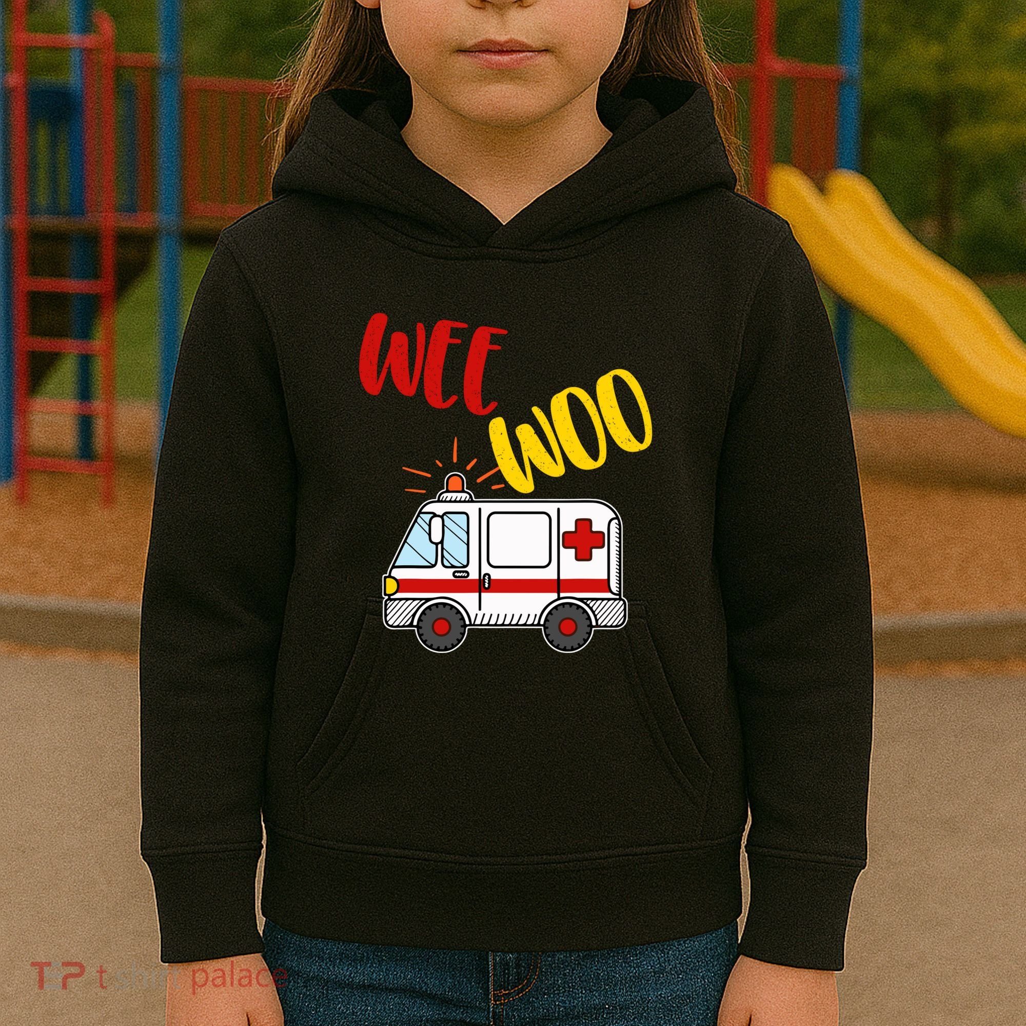 Wee Woo Ambulance Amr Funny Ems Emt Paramedic Gift Kids Hoodie
