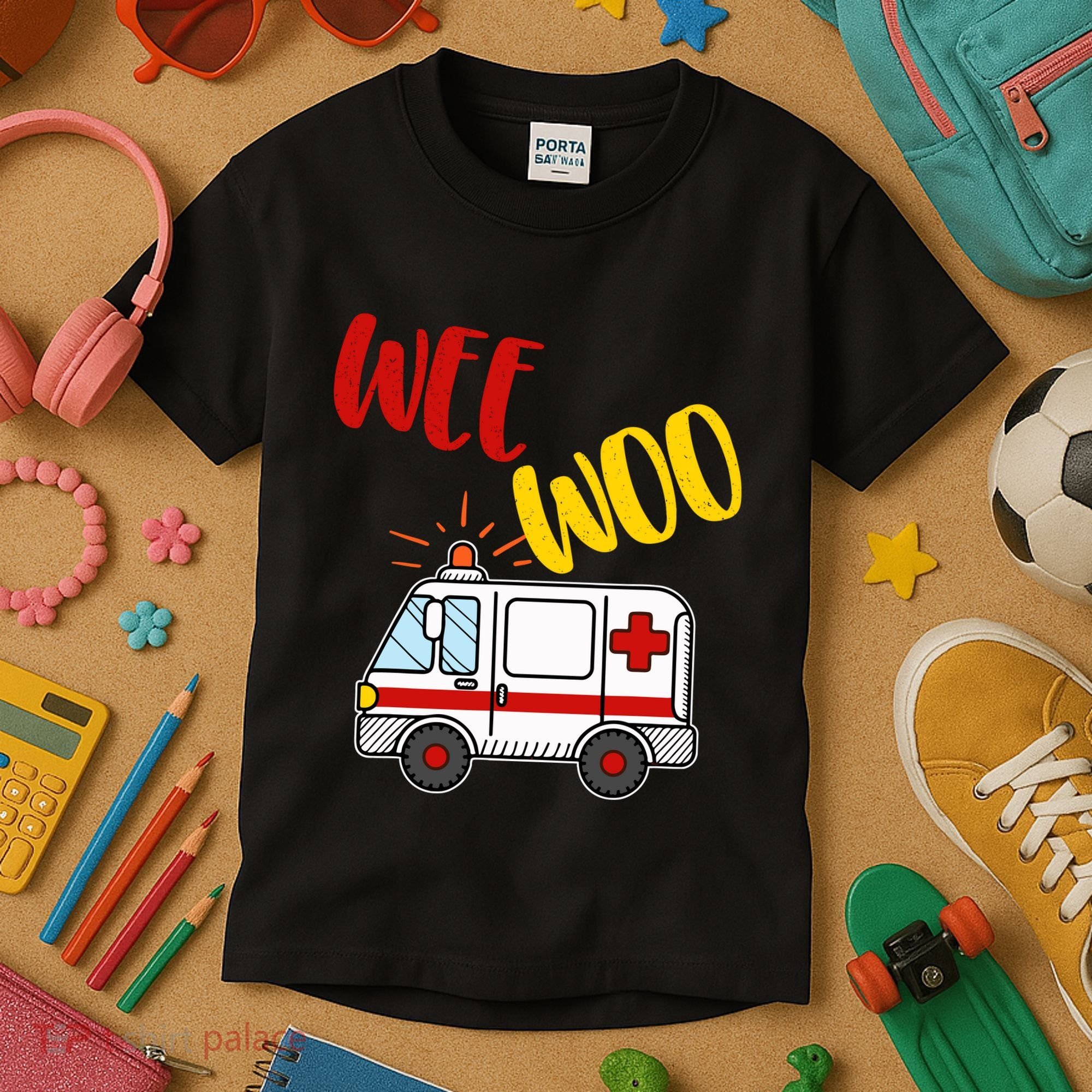 Wee Woo Ambulance Amr Funny Ems Emt Paramedic Gift Kids T-Shirt