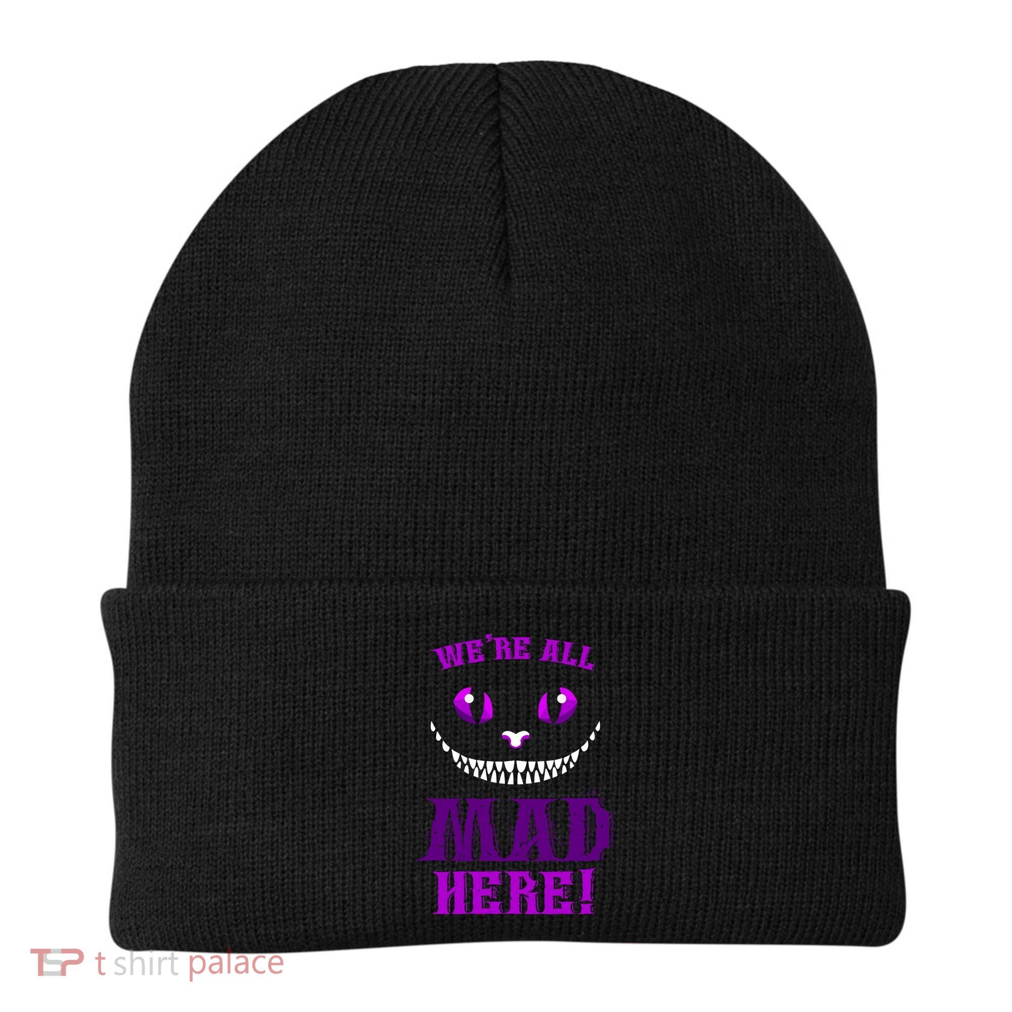 Womens We're All Mad Here Grinning Cheshire Cat Wonderland Beanie