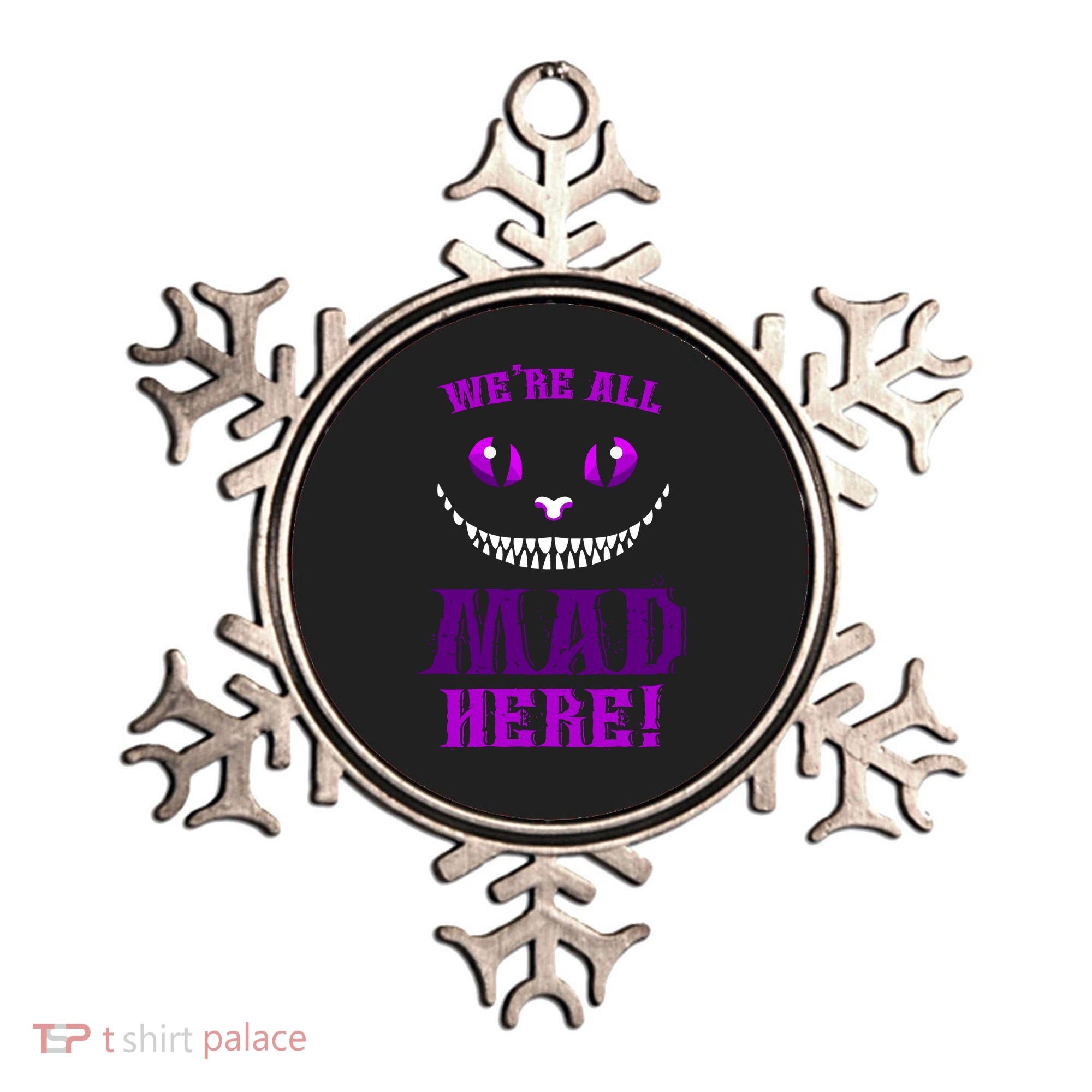 Womens We're All Mad Here Grinning Cheshire Cat Wonderland Ornament