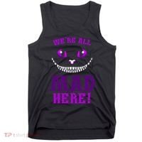 Womens We're All Mad Here Grinning Cheshire Cat Wonderland Tank Top thumb 0