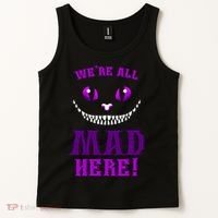 Womens We're All Mad Here Grinning Cheshire Cat Wonderland Tank Top thumb 2