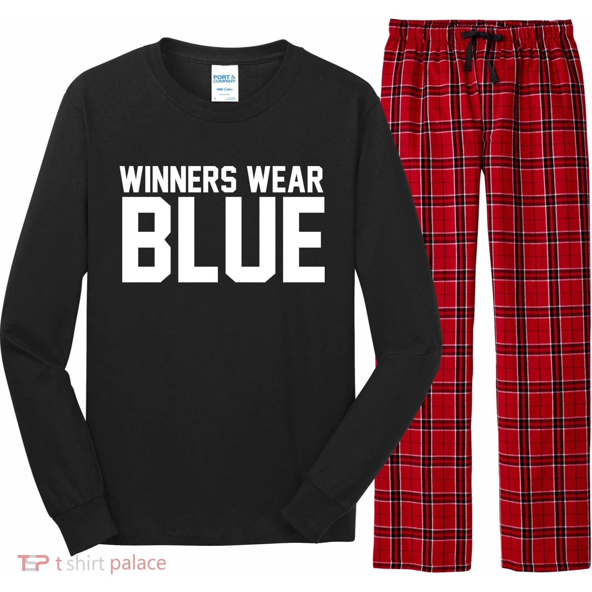 Winners Wear Blue Game Competition Long Sleeve Pajama Set