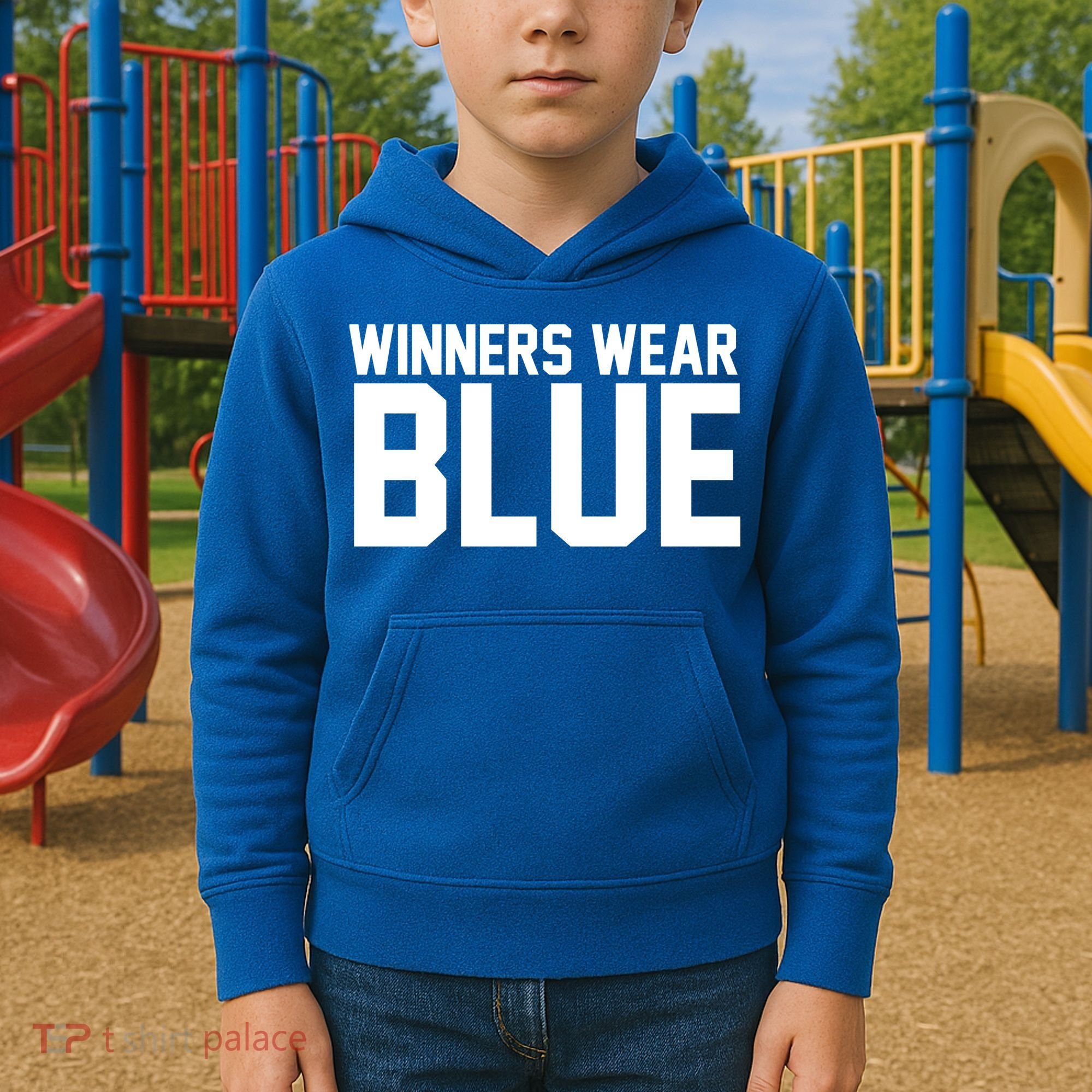 Winners Wear Blue Game Competition Kids Hoodie