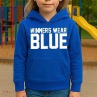 Winners Wear Blue Game Competition Kids Hoodie thumb 3