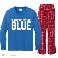 Winners Wear Blue Game Competition Kids Long Sleeve Plaid Pajama Set thumb 0