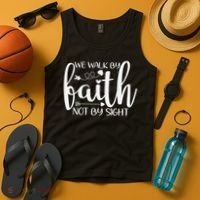 We Walk By Faith Not By Sight God Faith Jesus Tank Top thumb 4