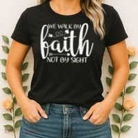 We Walk By Faith Not By Sight God Faith Jesus Women's T-Shirt thumb 2