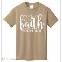 We Walk By Faith Not By Sight God Faith Jesus Kids T-Shirt thumb 0
