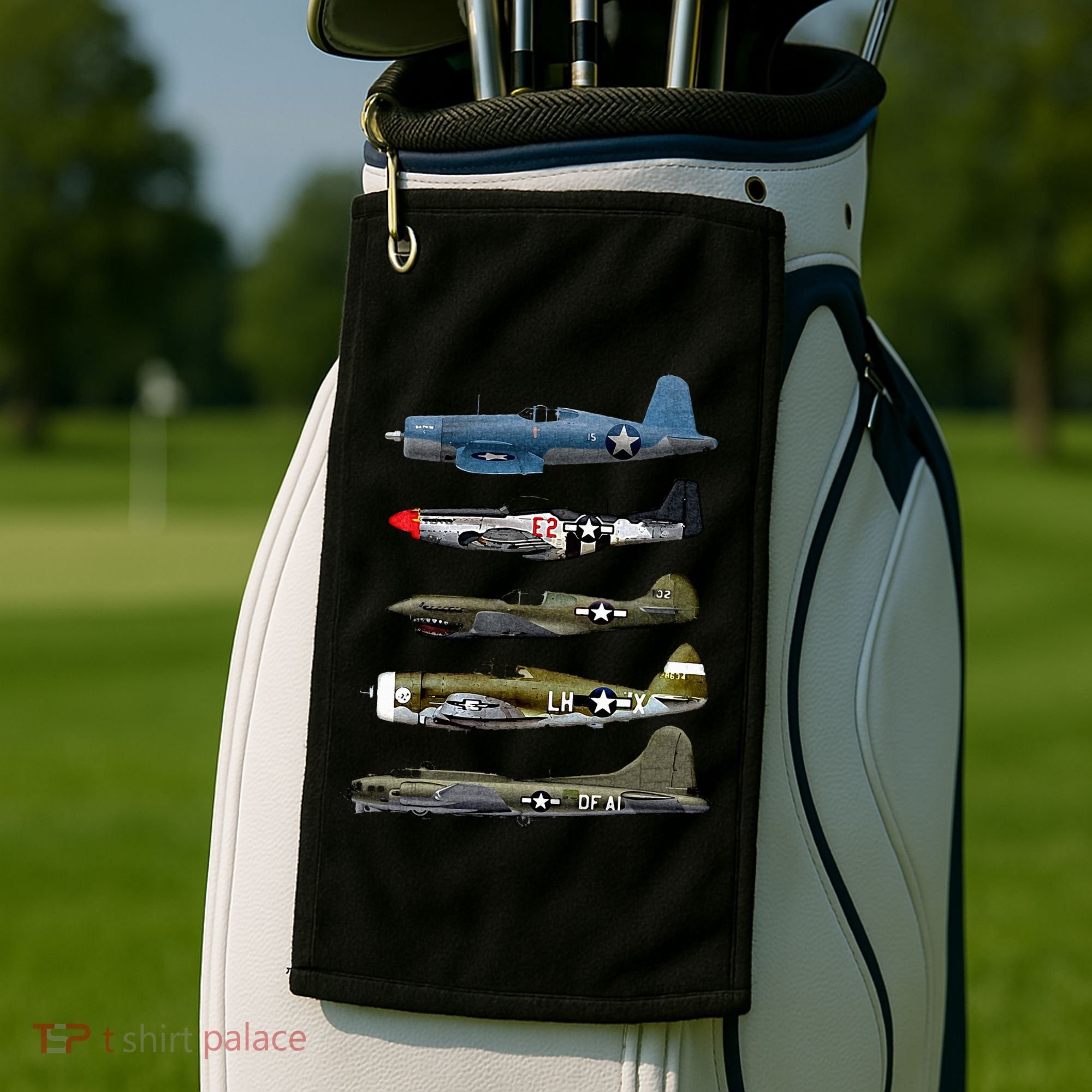 WW2 Warplane B17 P51 Mustang F4U Corsair P40 Warhawk Gift  Golf Towel