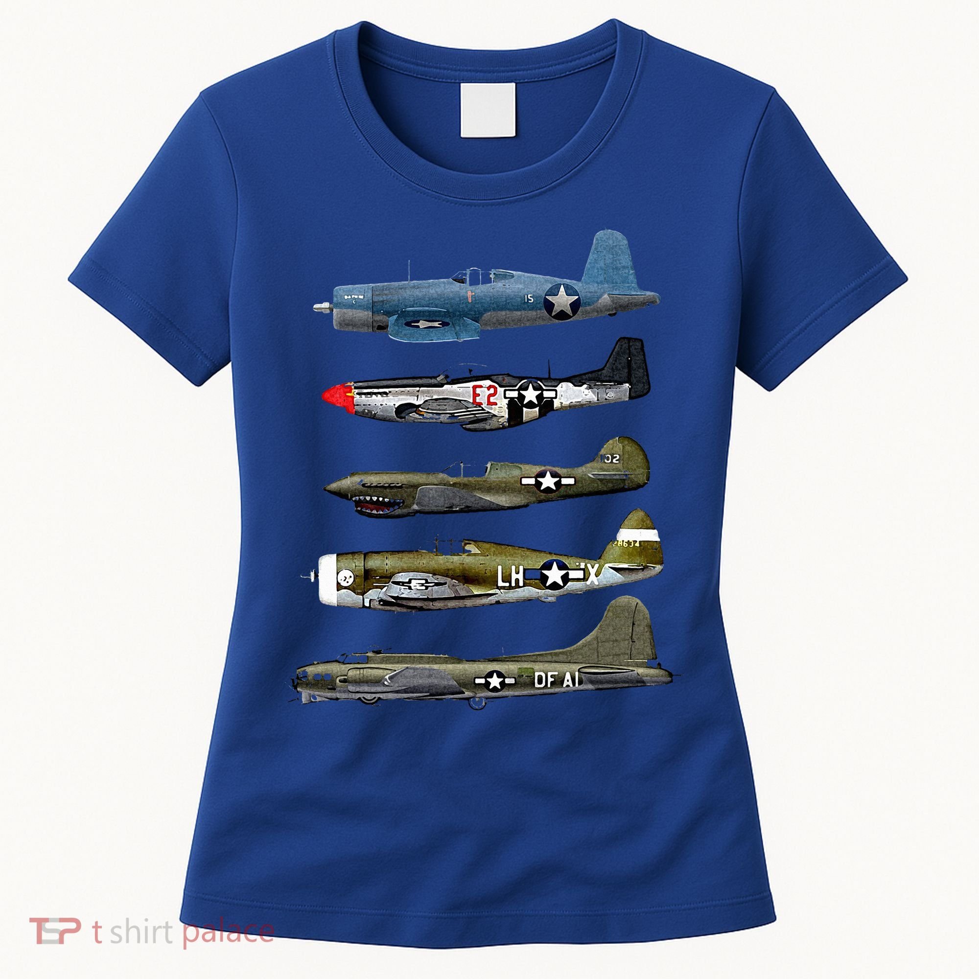 WW2 Warplane B17 P51 Mustang F4U Corsair P40 Warhawk Gift  Women's T-Shirt